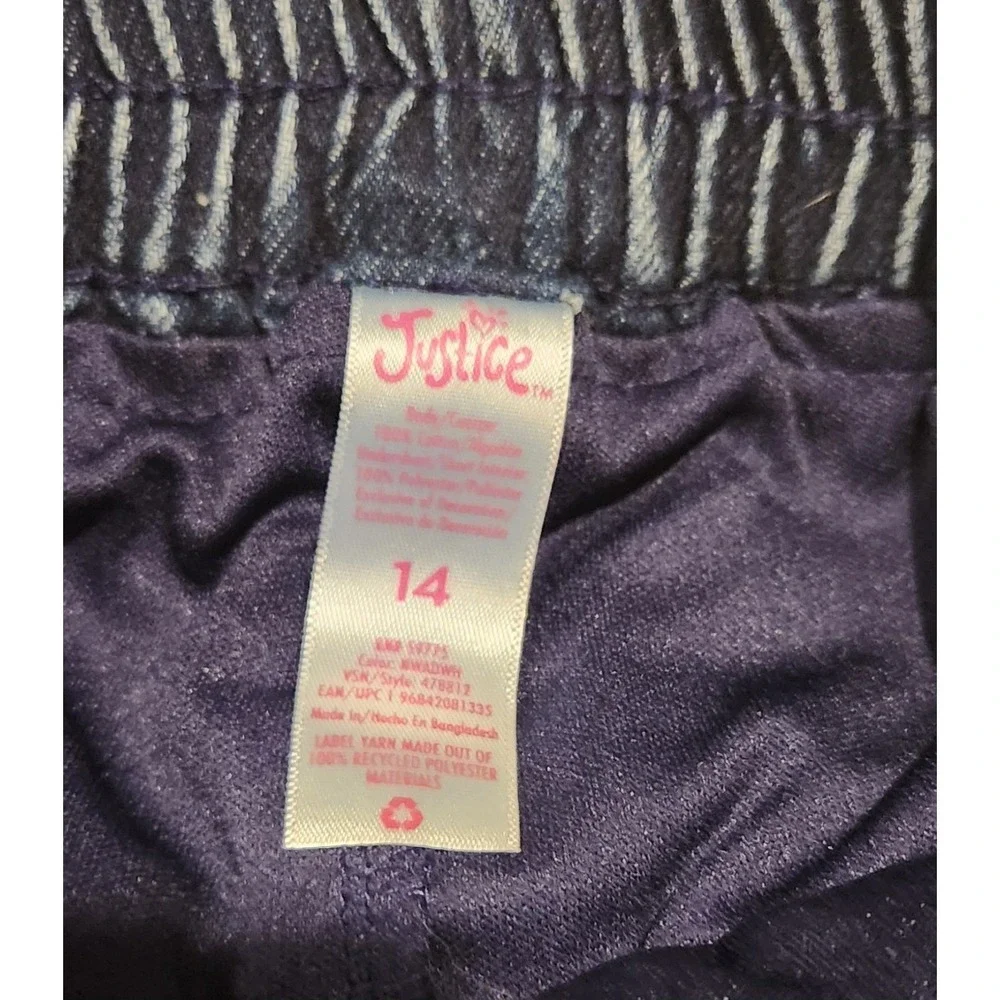 Y2K Justice Brand Acid Wash Denim Girls Size 14 Skirt  Built In Shorts